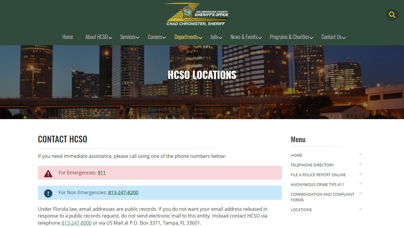 Locations | HCSO, Tampa FL
